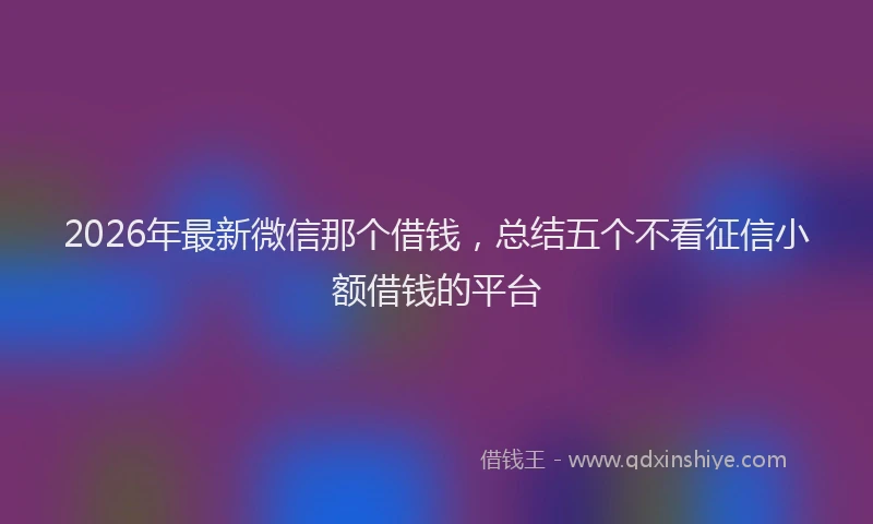 2026年最新微信那个借钱，总结五个不看征信小额借钱的平台