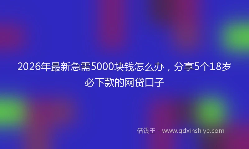 2026年最新急需5000块钱怎么办，分享5个18岁必下款的网贷口子