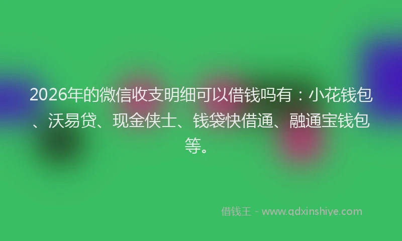 2026年的微信收支明细可以借钱吗有：小花钱包、沃易贷、现金侠士、钱袋快借通、融通宝钱包等。