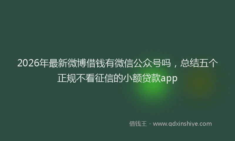 2026年最新微博借钱有微信公众号吗，总结五个正规不看征信的小额贷款app