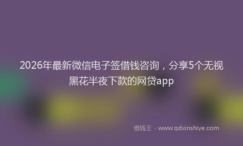 2026年最新微信电子签借钱咨询，分享5个无视黑花半夜下款的网贷app