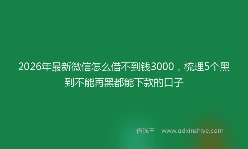 2026年最新微信怎么借不到钱3000，梳理5个黑到不能再黑都能下款的口子
