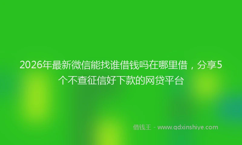 2026年最新微信能找谁借钱吗在哪里借，分享5个不查征信好下款的网贷平台