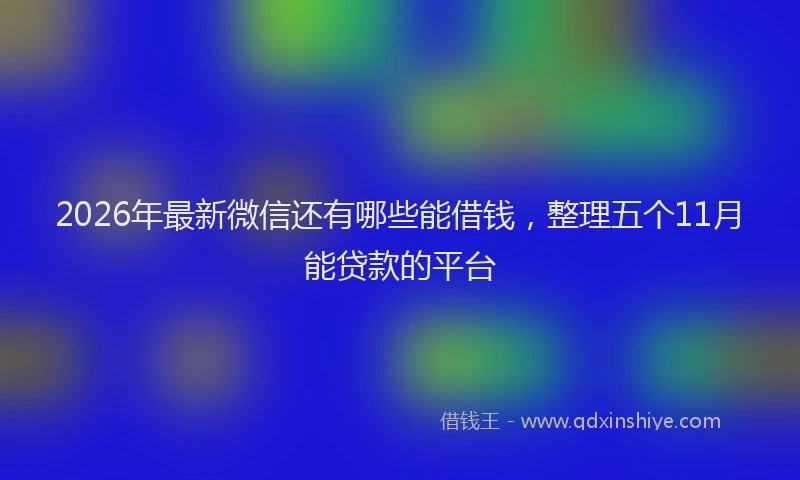2026年最新微信还有哪些能借钱，整理五个11月能贷款的平台