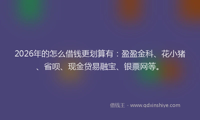 2026年的怎么借钱更划算有：盈盈金科、花小猪、省呗、现金贷易融宝、银票网等。