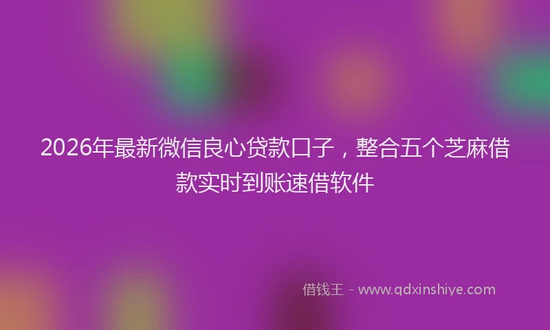 2026年最新微信良心贷款口子，整合五个芝麻借款实时到账速借软件