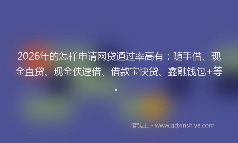 2026年的怎样申请网贷通过率高有：随手借、现金直贷、现金侠速借、借款宝快贷、鑫融钱包+等。