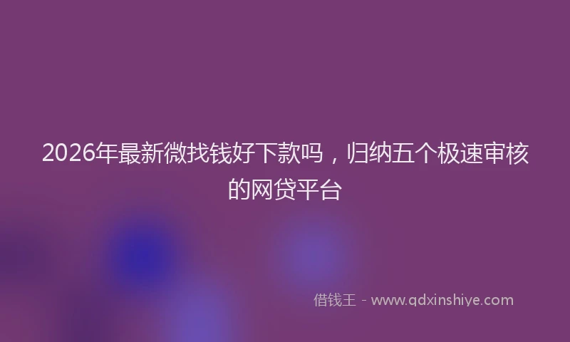2026年最新微找钱好下款吗，归纳五个极速审核的网贷平台