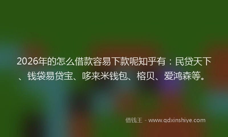 2026年的怎么借款容易下款呢知乎有：民贷天下、钱袋易贷宝、哆来米钱包、榕贝、爱鸿森等。