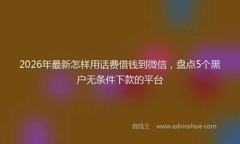 2026年最新怎样用话费借钱到微信，盘点5个黑户无条件下款的平台