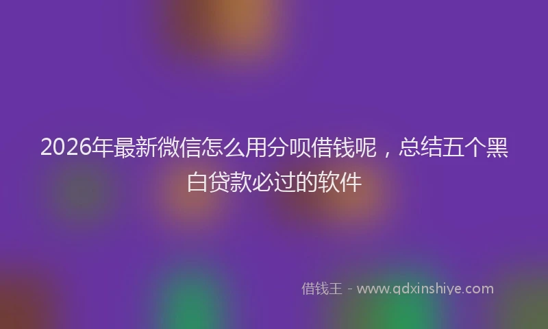 2026年最新微信怎么用分呗借钱呢，总结五个黑白贷款必过的软件