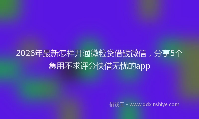 2026年最新怎样开通微粒贷借钱微信，分享5个急用不求评分快借无忧的app