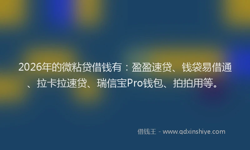 2026年的微粘贷借钱有：盈盈速贷、钱袋易借通、拉卡拉速贷、瑞信宝Pro钱包、拍拍用等。