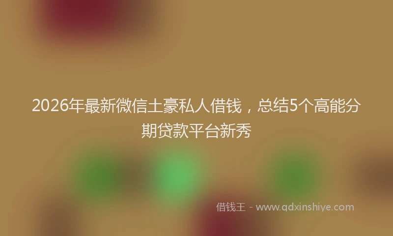 2026年最新微信土豪私人借钱，总结5个高能分期贷款平台新秀