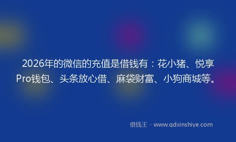 2026年的微信的充值是借钱有：花小猪、悦享Pro钱包、头条放心借、麻袋财富、小狗商城等。