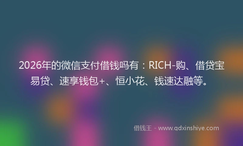 2026年的微信支付借钱吗有：RICH-购、借贷宝易贷、速享钱包+、恒小花、钱速达融等。