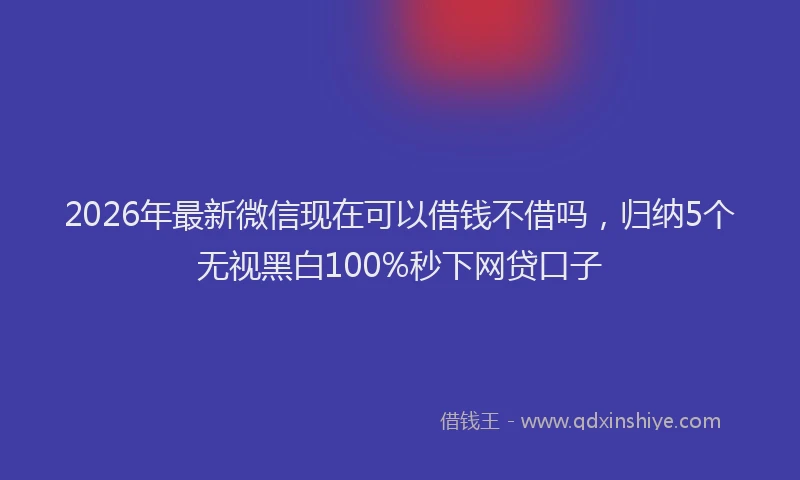 2026年最新微信现在可以借钱不借吗，归纳5个无视黑白100%秒下网贷口子