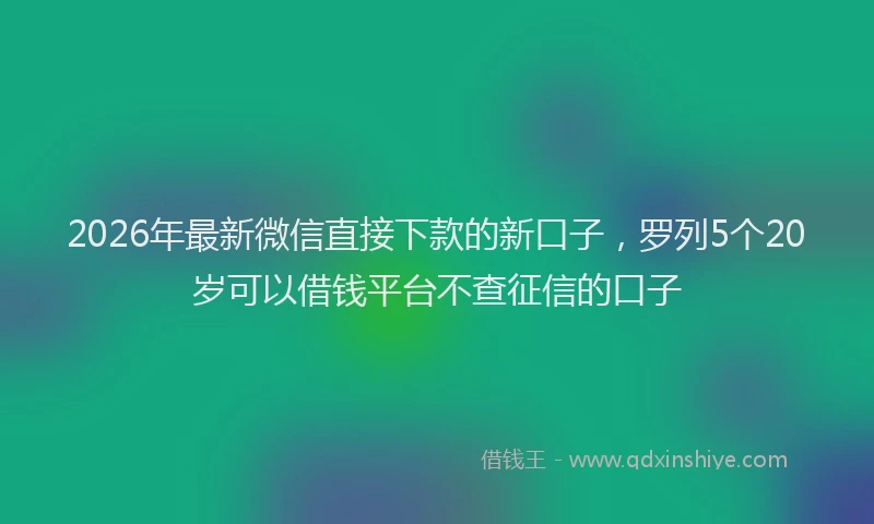 2026年最新微信直接下款的新口子，罗列5个20岁可以借钱平台不查征信的口子