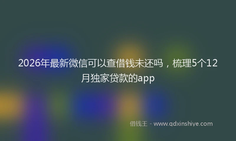 2026年最新微信可以查借钱未还吗，梳理5个12月独家贷款的app