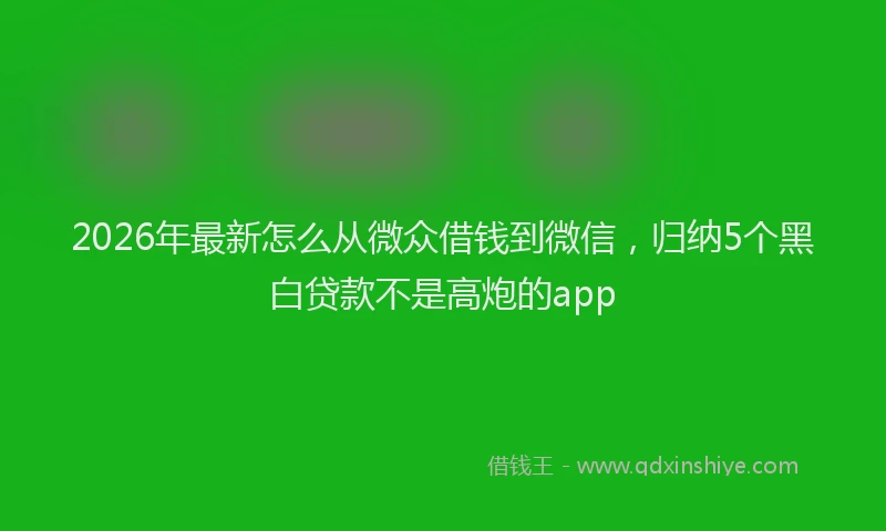 2026年最新怎么从微众借钱到微信，归纳5个黑白贷款不是高炮的app
