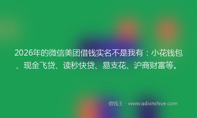 2026年的微信美团借钱实名不是我有：小花钱包、现金飞贷、读秒快贷、易支花、沪商财富等。