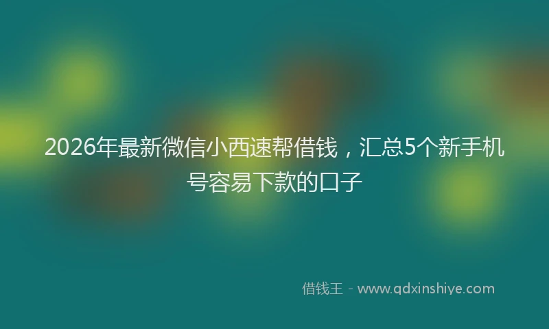 2026年最新微信小西速帮借钱，汇总5个新手机号容易下款的口子