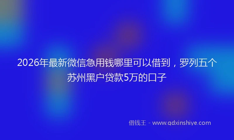 2026年最新微信急用钱哪里可以借到，罗列五个苏州黑户贷款5万的口子
