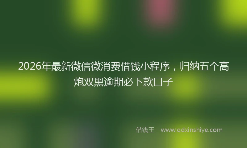 2026年最新微信微消费借钱小程序，归纳五个高炮双黑逾期必下款口子