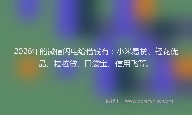 2026年的微信闪电给借钱有：小米易贷、轻花优品、粒粒贷、口袋宝、信用飞等。