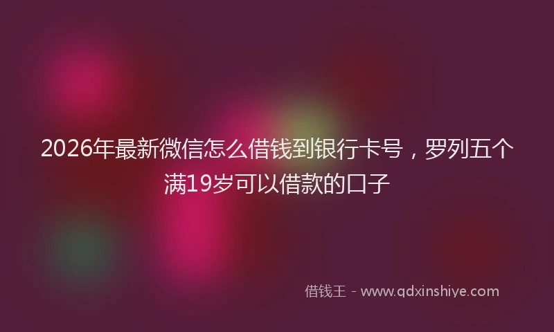 2026年最新微信怎么借钱到银行卡号，罗列五个满19岁可以借款的口子