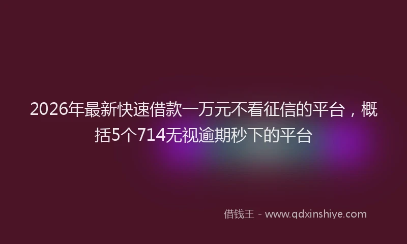 2026年最新快速借款一万元不看征信的平台，概括5个714无视逾期秒下的平台