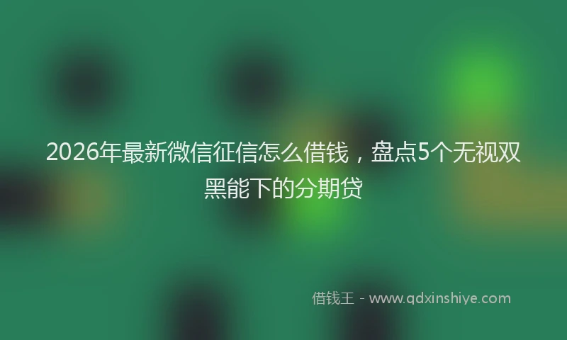 2026年最新微信征信怎么借钱，盘点5个无视双黑能下的分期贷