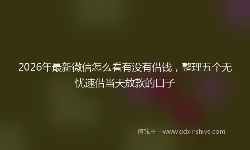 2026年最新微信怎么看有没有借钱，整理五个无忧速借当天放款的口子