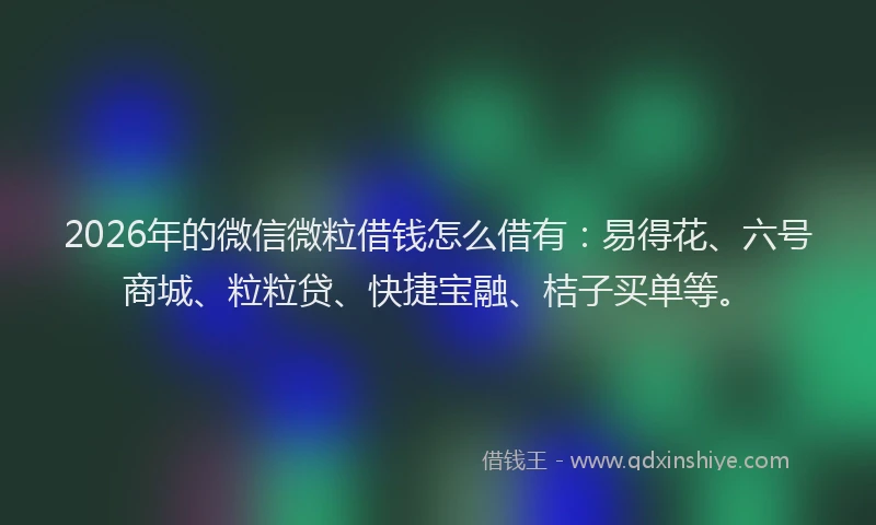 2026年的微信微粒借钱怎么借有：易得花、六号商城、粒粒贷、快捷宝融、桔子买单等。