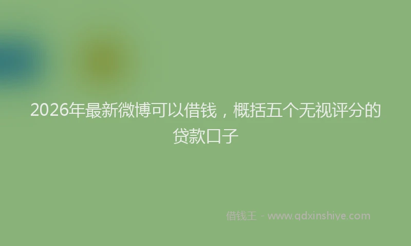 2026年最新微博可以借钱，概括五个无视评分的贷款口子