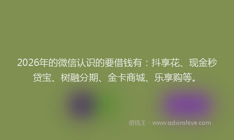 2026年的微信认识的要借钱有：抖享花、现金秒贷宝、树融分期、金卡商城、乐享购等。