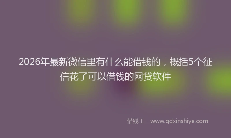 2026年最新微信里有什么能借钱的，概括5个征信花了可以借钱的网贷软件