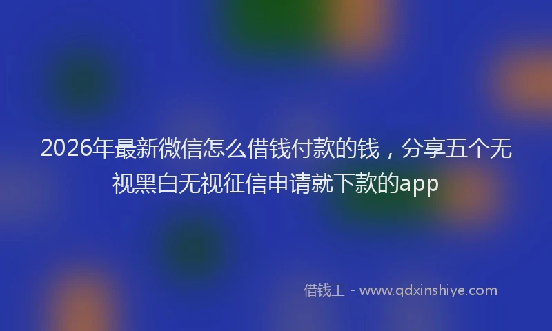 2026年最新微信怎么借钱付款的钱，分享五个无视黑白无视征信申请就下款的app