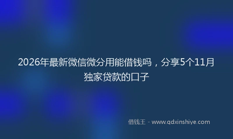 2026年最新微信微分用能借钱吗，分享5个11月独家贷款的口子