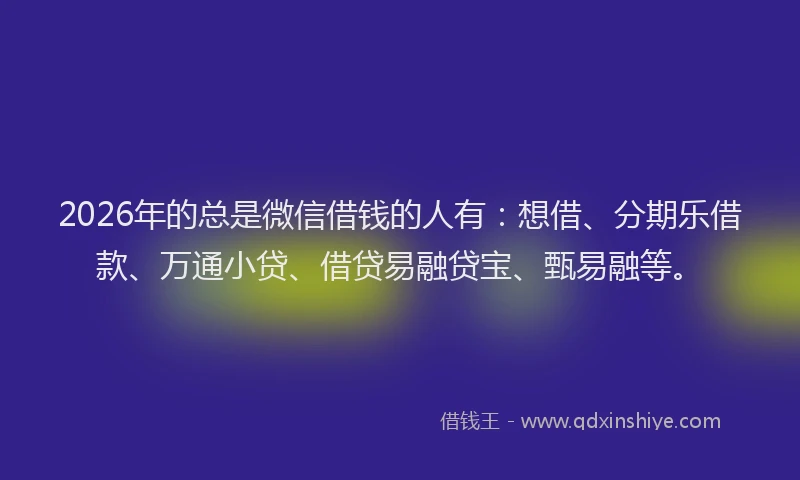 2026年的总是微信借钱的人有：想借、分期乐借款、万通小贷、借贷易融贷宝、甄易融等。