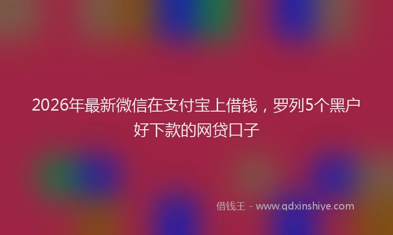 2026年最新微信在支付宝上借钱，罗列5个黑户好下款的网贷口子