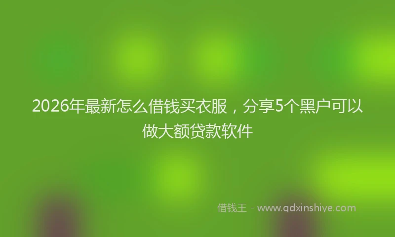 2026年最新怎么借钱买衣服，分享5个黑户可以做大额贷款软件