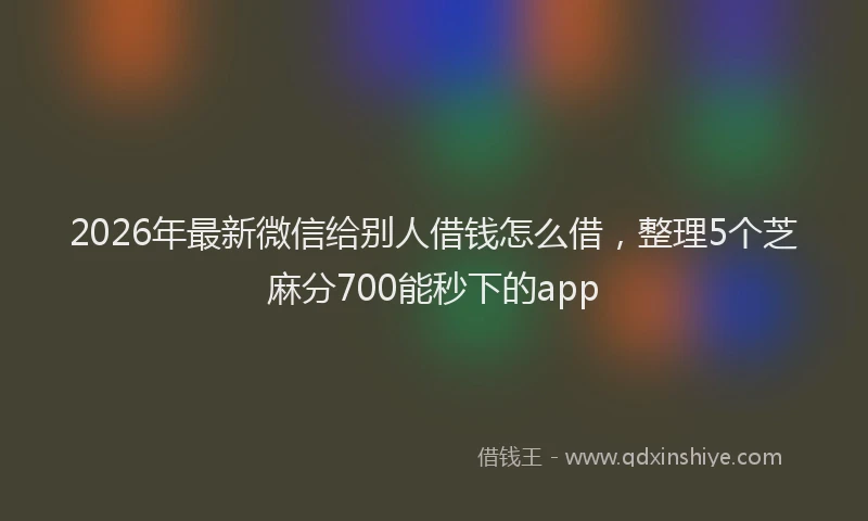 2026年最新微信给别人借钱怎么借，整理5个芝麻分700能秒下的app
