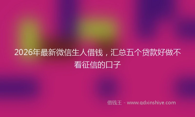 2026年最新微信生人借钱，汇总五个贷款好做不看征信的口子