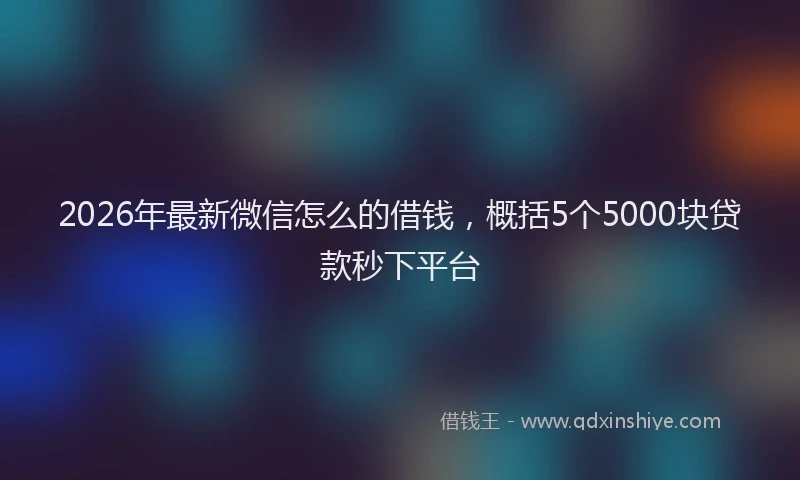 2026年最新微信怎么的借钱，概括5个5000块贷款秒下平台