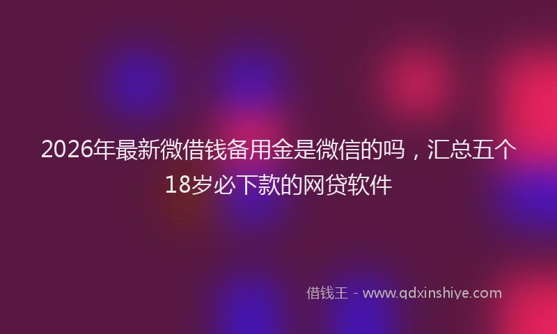 2026年最新微借钱备用金是微信的吗，汇总五个18岁必下款的网贷软件