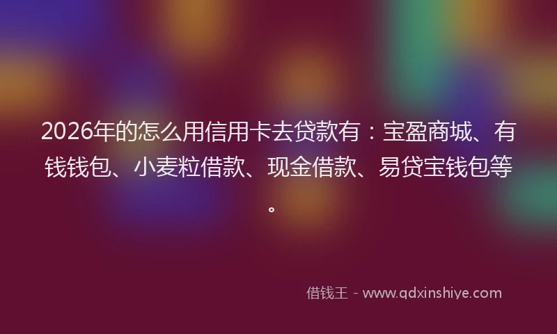 2026年的怎么用信用卡去贷款有：宝盈商城、有钱钱包、小麦粒借款、现金借款、易贷宝钱包等。