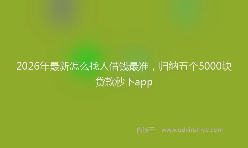 2026年最新怎么找人借钱最准，归纳五个5000块贷款秒下app