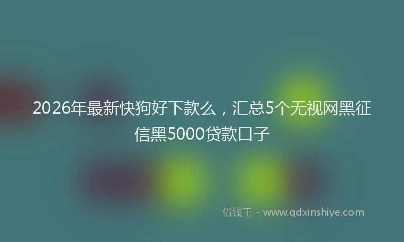 2026年最新快狗好下款么，汇总5个无视网黑征信黑5000贷款口子