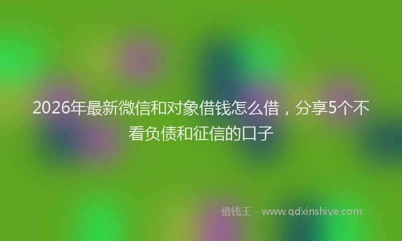 2026年最新微信和对象借钱怎么借，分享5个不看负债和征信的口子